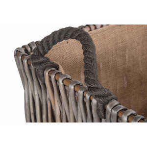 Panier à bûches rectangulaire en osier gris - Product Image 3