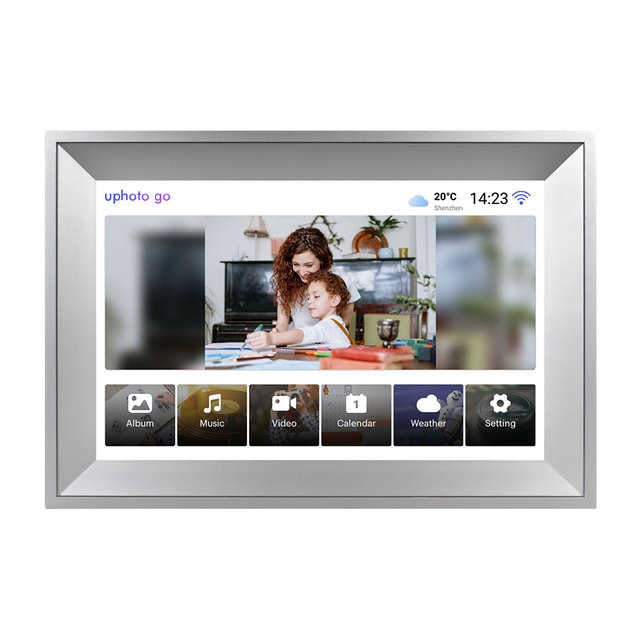 Android 10 Digital Photo Frame with Video Playback WiFi 10 Inch IPS Display G-sensor Touchscreen Clock Plastic Frame