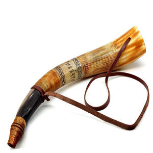 Corne de bœuf musicale nautique écologique, corne de Viking, son naturel, agate polie avec ceinture en cuir - Product Image 5