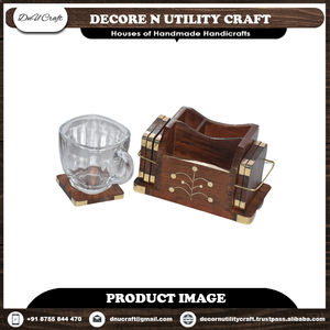 Antique <b>round</b> Sheesham Wood Coaster Set Handcrafted Novelty Design for <b>Table</b> Use Home Decor or Kitchen <b>Mats</b> & Pads - Product Image 6