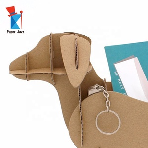 Jouet éducatif DIY, jouet en papier <span class=keywords><strong>3D</strong></span>, papier jazz, carton recyclé, projet en carton DIY, mini article de rangement fantaisie en forme de teckel - Product Image 5