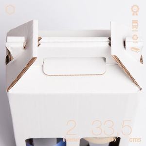 Estuche Blanco Automontable de Cartón con Asa para 2 Botellas de Vino para Regalos, Estilo Burdeos/Borgoa - Product Image 5