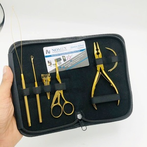 Pince multifonctionnelle pour extensions de cheveux en or plasma plaqué couleur avec deux trous pour perles, qualité de précision, outils pour cheveux - Product Image 4