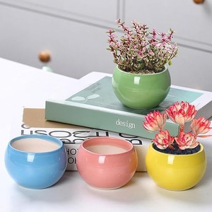 Pot de fleurs en céramique bleu bicolore classique, durable, décoratif pour intérieur, élégant et minimaliste, accent de style pour la maison - Product Image 3