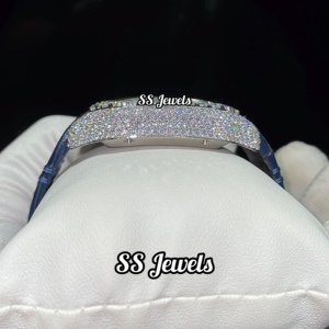 Custom Made Unisex Luxury Business Fashion Square <b>Watch</b> Stainless Steel Strap VVS Moissanite <b>White</b> Diamond Dial Roman Numerals - Product Image 5