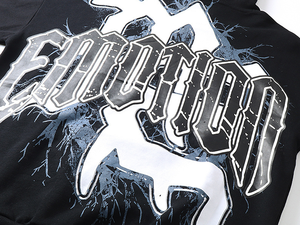 Sweat à capuche Y2K surdimensionné en coton 100% imperméable de haute qualité, tissu éponge épais, fermeture éclair unie, vente chaude, OEM - Product Image 4