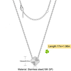 ดร. สร้อยคอจี้รูปใบโคลเวอร์สี่แฉกชุบทอง 18K สแตนเลส ขายส่ง เครื่องประดับเรียบง่ายนำโชคสำหรับผู้หญิง - Product Image 4