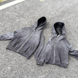 เสื้อฮู้ดผู้ชายผ้าฝ้ายขนแกะ100% ฤดูหนาวขายดีมีฮู้ดระบายอากาศได้ดีรุ่นพื้นฐานกรดซักได้สีทึบด้านหน้าไซส์ใหญ่พิเศษ - Product Image 1