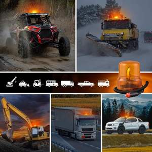 Luce stroboscopica arancione 12V con cavo 2m Base magnetica per la sicurezza stradale L10xH11cm accessori per luci auto - Product Image 3