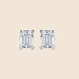 Boucles d'oreilles en diamants de laboratoire taille émeraude Verdant 0,6 carat, qualité F+-VS, en or massif 14 carats, cadeau romantique pour elle - Product Image 2