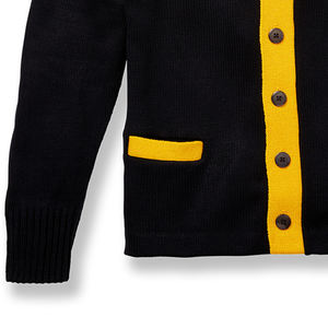 Diseña Tu Propio Suéter Cárdigan de Lana/Acrílico con Cuello en V, Transpirable, de Secado Rápido, con Diseño de Parches Negros y Dorados para Hermandad, para Otoño e Invierno - Product Image 5