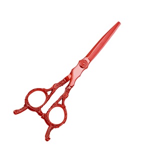 กรรไกรตัดผมสแตนเลสสีแดงปรับได้พร้อมใบมีดคมและสกรู - Product Image 2