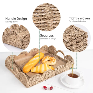 Panier de rangement rustique fait main en jonc de mer avec motif festonné, brun naturel, pour la rentrée scolaire - Product Image 6