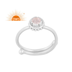 Best Selling Fine Sterling Silver Natural <b>Rose</b> <b>Quartz</b> Gemstone Stackable <b>Ring</b> Custom Jewelry Manufacturer - Product Image 1