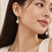 Boucles d'oreilles pendantes en or 18 carats avec diamants de laboratoire en forme de poire, créoles perlées, bijoux raffinés pour femmes
