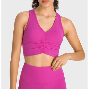 High Quality Custom Nylon Spandex Sports <b>Bra</b> for Fitness Yoga Heat Transfer Logo Breathable Material Plus Size Adjustable <b>Strap</b> - Product Image 3