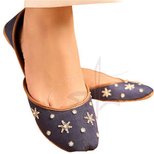 Wholesale High Grade Women Khussa Custom Made Anti-Slippery Genuine Leather Fashion <b>Design</b> Dark Blue All Seasons - Product Image 2