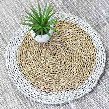 Seagrass Place Mat Hand-Woven Cup Mat Round Woven <b>Placemats</b> Wholesale for Kitchen Dining Table - Product Image 2