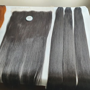 Peluca de cabello humano Remy virgen 100% crudo 22 pulgadas 12a Super doble dibujado suelta onda profunda paquetes de cabello recto - Product Image 4