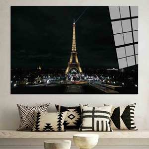Lienzo Impreso: Vista Nocturna de la Torre Eiffel, Paisaje Urbano, ARTE EN VIDRIO TEMPLADO - Product Image 1