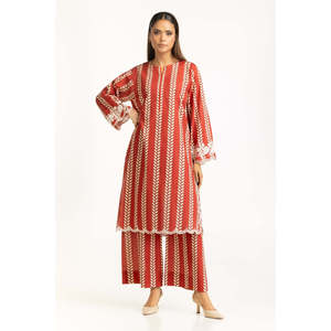 Conjunto de 2 Piezas para Mujer, Estilo Bohemio, Color Rojo Metálico, Estampado Cambric, Shorts por Encima de la Rodilla, Disponible en Tallas XS a 2XL, para Primavera/Verano - Product Image 4