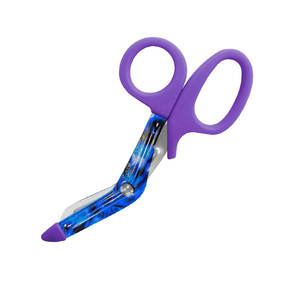 Ciseaux à pansement Lister incurvés à poignée violette Ciseaux d'allaitement chirurgical en acier inoxydable avec conception imprimée manuelle - Product Image 1