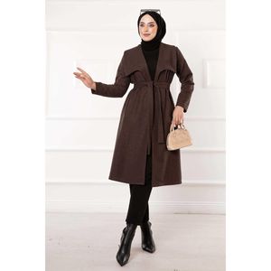 เสื้อโค้ทผ้าแคชเมียร์มีสายคาดสีน้ำตาลสามารถถอดออกได้ - Product Image 5