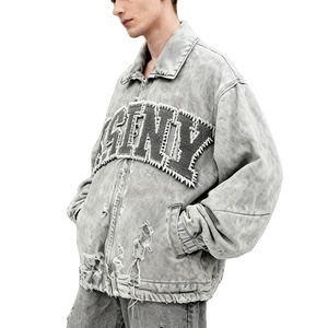 Veste en jean vintage zippée tendance, veste de travail décontractée personnalisée, veste de sport élégante pour homme en jean 100% coton - Product Image 3