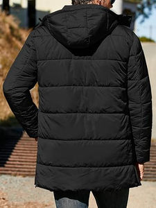 Chaqueta Larga Acolchada para Hombre con Cierre de Cremallera, Chaqueta Cortavientos Aislante para Hombre, Chaqueta Acolchada - Product Image 3