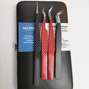 Pinzas de pestañas de acero inoxidable japonesas profesionales sostenibles Punta puntiaguda de plata metálica - Product Image 2