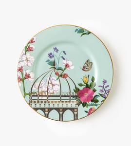 Élégant support à gâteau à 2 niveaux en métal avec poignée en métal argenté, plateau à gâteau en porcelaine à motif floral d'oiseaux pour un service de thé de luxe, cadeau - Product Image 3