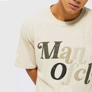 2025 nuevo diseño Beige Color impreso camiseta de hombre de alta calidad 100% tela de algodón cuello redondo pesado GSM Streetwear camiseta para hombres - Product Image 4