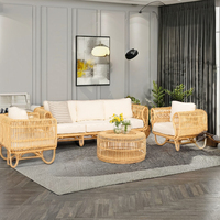 Dayanıklı çevre dostu Rattan bambu mobilya Set ev apartman otel Villa için İskandinav tasarım-oturma odası için açık