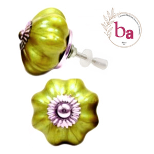 Perillas de gabinete de cerámica de melón de neón verde dorado para baño Villa almacén al aire libre dormitorio/vestidor/Cocina/cajón de sala de estar - Product Image 1