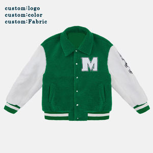 OEM แจ็กเก็ตผ้าฟลีซหนาขนฟูของผู้ชายผ้าขนแกะสไตล์วินเทจแนวสตรีทแต่งลายด้วยกำมะหยี่ - Product Image 3