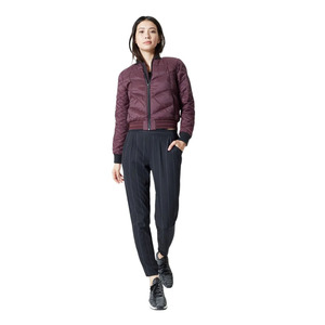 Women's Quilted Bomber <b>Jacket</b> Solid Color Full Sleeve Zipper Closure Stand Collar Short Length Autumn Wear - Product Image 3