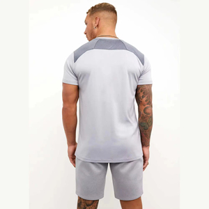 GYM ACTIVE Custom Men's Oversized Polyester Breathable <b>Knitted</b> Solid Pattern Casual Summer 2-Piece Lounge Wear T-Shirt <b>Set</b> - Product Image 3