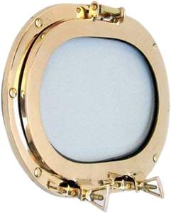 Espejo de pared de ojo de buey de latón de estilo náutico, ventana de barco marítimo, decoración interior para el hogar, acabado de latón - Product Image 1