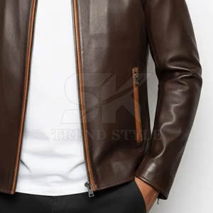 Veste en cuir à couleur unie, à effet dégradé, durable, de haute qualité, tendance, design élégant, vêtement d'extérieur moderne et urbain - Product Image 6