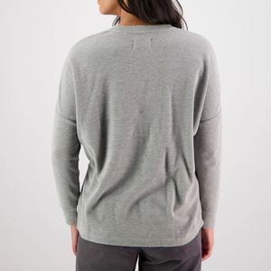 T-shirt respirant en tricot gaufré pour femmes en mélange de coton doux coupe décontractée décontracté col rond haut léger pour tous les jours confortable - Product Image 5