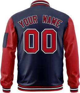 Chaqueta universitaria con logotipo de equipo personalizado, bordado, mangas en contraste, nombre personalizado, número, bombardero, chaqueta con letras, triangulación de envíos - Product Image 5