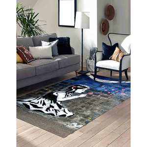 Alfombra Estampada con Burbujas Rosas - Diseño Único de Graffiti Banksy para Espacios Modernos, Alfombra de Terciopelo - Product Image 2