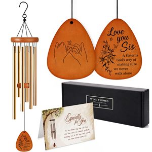 Carillon éolien de jardin en bois de 26 pouces, grand modèle à son profond, pour extérieur, cadeau commémoratif de mariage, design Art Déco, finition brossée, installation facile - Product Image 1