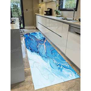 Blue Tones Marble 3D <b>Printed</b> Rug, Contemporary <b>Nursery</b> Non-Slip Carpet,Chenille Rug - Product Image 5