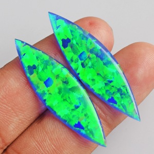 Paire d'opales forme marquise 9 carats (CTW) taille cabochon 38x11x2 MM, magnifiques et étincelantes, pour la fabrication de bijoux fins, pierres précieuses - Product Image 4