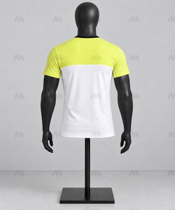 Camiseta de Manga Corta para Hombre, Cuello Redondo, Corte Regular, Transpirable, Tejido de Punto, 100% Poliéster, Casual, Blanca y Amarilla - Product Image 6
