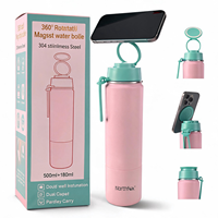 Bouteille d'eau de sport réutilisable en acier inoxydable isolée de 500 ml pour la gym et le fitness, avec couvercle magnétique, idéale pour les compléments pré-entraînement