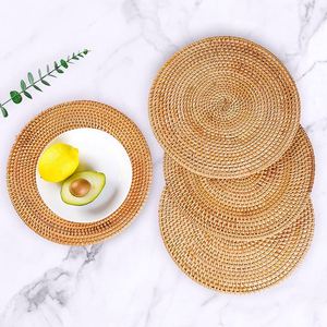 Wholesale Custom Natural Woven Water Hyacinth Placemats Seagrass Thick Rattan <b>Round</b> Non-Slip Handmade Braided Dinner <b>Tablemat</b> - Product Image 4