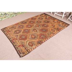 5.1x7.5 ft Vintage Area Rug, <b>Brown</b> Orange Turkish Ombr <b>Wool</b> Rug - Product Image 2