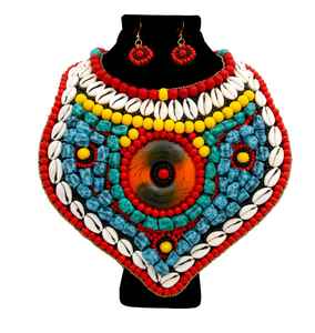 Ensemble de collier de perles en résine brodée pendentif en mosaïque perles en résine turquoise Style ethnique chrétien religieux cadeau de mariage corde - Product Image 6